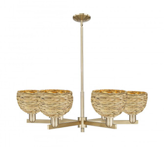 Woven Rattan - 6 Light - 38 inch - Champagne Bronze - Stem hung - Chandelier (3442|716-6CR-CB-RBD-8-NAT)