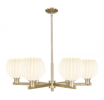 White Venetian - 6 Light - 38 inch - Champagne Bronze - Stem hung - Chandelier (3442|716-6CR-CB-G1217-8WV)