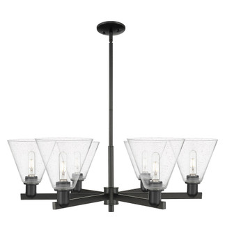 Berkshire Glass - 6 Light - 38 inch - Matte Black - Stem hung - Chandelier (3442|716-6CR-BK-GBC-84)