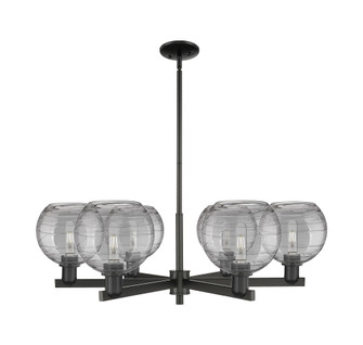 Athens Deco Swirl - 6 Light - 38 inch - Matte Black - Stem hung - Chandelier (3442|716-6CR-BK-G1213-8SM)