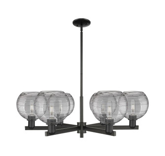 Athens Deco Swirl - 6 Light - 38 inch - Matte Black - Stem hung - Chandelier (3442|716-6CR-BK-G1213-8SM)