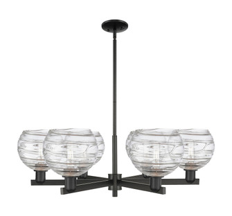 Athens Deco Swirl - 6 Light - 38 inch - Matte Black - Stem hung - Chandelier (3442|716-6CR-BK-G1213-8CL)