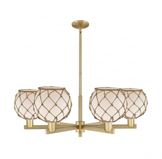 Farmhouse Rope - 6 Light - 38 inch - Brushed Brass - Stem hung - Chandelier (3442|716-6CR-BB-G121-8RB)