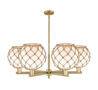 Farmhouse Rope - 6 Light - 40 inch - Brushed Brass - Stem hung - Chandelier (3442|716-6CR-BB-G121-10RB)