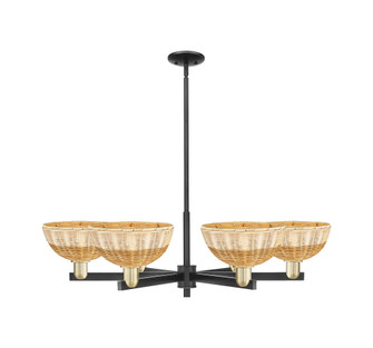 Bristol Natural II - 6 Light - 39 inch - Black Antique Brass - Stem hung - Chandelier (3442|716-6CR-BAB-NBD2-9-NAT)
