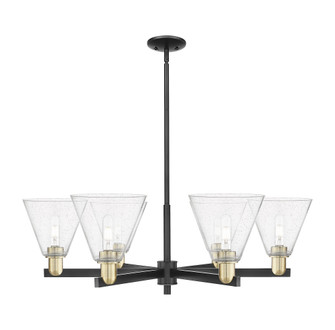 Berkshire Glass - 6 Light - 38 inch - Black Antique Brass - Stem hung - Chandelier (3442|716-6CR-BAB-GBC-84)