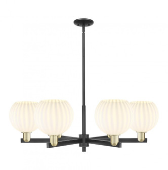 White Venetian - 6 Light - 38 inch - Black Antique Brass - Stem hung - Chandelier (3442|716-6CR-BAB-G1217-8WV)