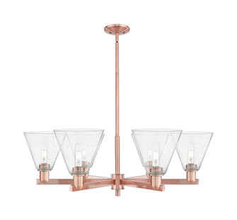 Berkshire Glass - 6 Light - 38 inch - Antique Copper - Stem hung - Chandelier (3442|716-6CR-AC-GBC-84)