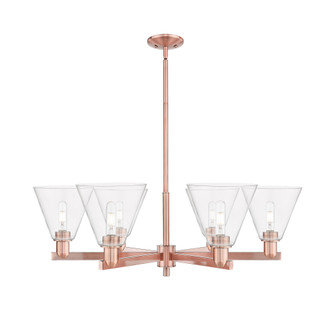 Berkshire Glass - 6 Light - 38 inch - Antique Copper - Stem hung - Chandelier (3442|716-6CR-AC-GBC-82)