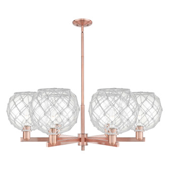 Farmhouse Rope - 6 Light - 40 inch - Antique Copper - Stem hung - Chandelier (3442|716-6CR-AC-G122-10RW)