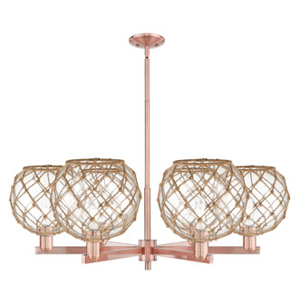Farmhouse Rope - 6 Light - 40 inch - Antique Copper - Stem hung - Chandelier (3442|716-6CR-AC-G122-10RB)