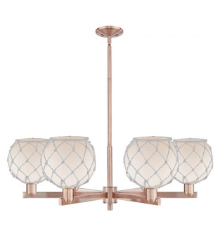 Farmhouse Rope - 6 Light - 38 inch - Antique Copper - Stem hung - Chandelier (3442|716-6CR-AC-G121-8RW)
