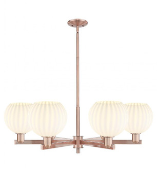 White Venetian - 6 Light - 38 inch - Antique Copper - Stem hung - Chandelier (3442|716-6CR-AC-G1217-8WV)