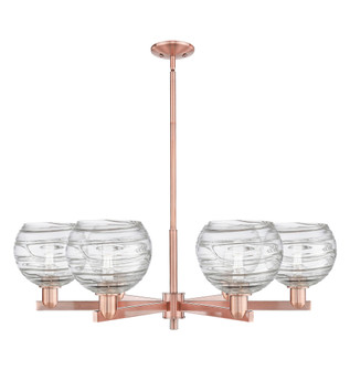 Athens Deco Swirl - 6 Light - 38 inch - Antique Copper - Stem hung - Chandelier (3442|716-6CR-AC-G1213-8CL)