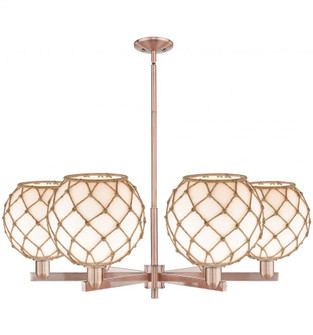 Farmhouse Rope - 6 Light - 40 inch - Antique Copper - Stem hung - Chandelier (3442|716-6CR-AC-G121-10RB)