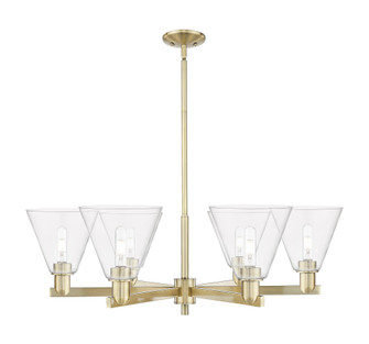 Berkshire Glass - 6 Light - 38 inch - Antique Brass - Stem hung - Chandelier (3442|716-6CR-AB-GBC-82)