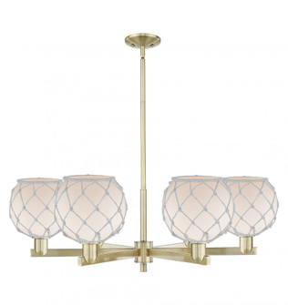 Farmhouse Rope - 6 Light - 38 inch - Antique Brass - Stem hung - Chandelier (3442|716-6CR-AB-G121-8RW)