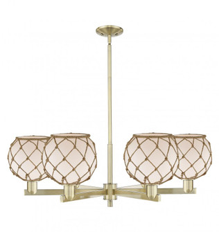 Farmhouse Rope - 6 Light - 38 inch - Antique Brass - Stem hung - Chandelier (3442|716-6CR-AB-G121-8RB)