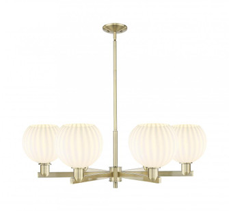White Venetian - 6 Light - 38 inch - Antique Brass - Stem hung - Chandelier (3442|716-6CR-AB-G1217-8WV)