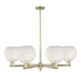 White Mouchette - 6 Light - 38 inch - Antique Brass - Stem hung - Chandelier (3442|716-6CR-AB-G1216-8WM)