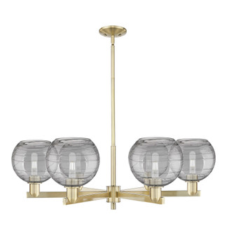 Athens Deco Swirl - 6 Light - 38 inch - Antique Brass - Stem hung - Chandelier (3442|716-6CR-AB-G1213-8SM)