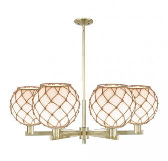 Farmhouse Rope - 6 Light - 40 inch - Antique Brass - Stem hung - Chandelier (3442|716-6CR-AB-G121-10RB)
