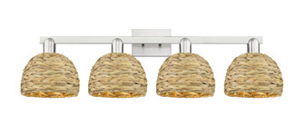 Woven Rattan - 4 Light - 35 inch - Brushed Satin Nickel - Bath Vanity Light (3442|716-4W-SN-RBD-8-NAT)