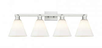 Berkshire Glass - 4 Light - 35 inch - Brushed Satin Nickel - Bath Vanity Light (3442|716-4W-SN-GBC-81)
