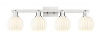 White Venetian - 4 Light - 33 inch - Brushed Satin Nickel - Bath Vanity Light (3442|716-4W-SN-G1217-6WV)