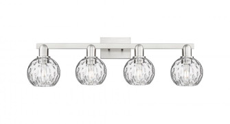 Athens Water Glass - 4 Light - 33 inch - Brushed Satin Nickel - Bath Vanity Light (3442|716-4W-SN-G1215-6)