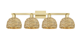 Woven Rattan - 4 Light - 35 inch - Satin Gold - Bath Vanity Light (3442|716-4W-SG-RBD-8-NAT)