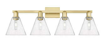 Berkshire Glass - 4 Light - 35 inch - Satin Gold - Bath Vanity Light (3442|716-4W-SG-GBC-84)