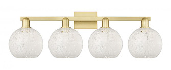 White Mouchette - 4 Light - 35 inch - Satin Gold - Bath Vanity Light (3442|716-4W-SG-G1216-8WM)