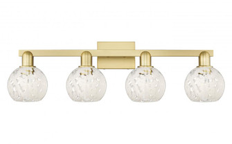 White Mouchette - 4 Light - 33 inch - Satin Gold - Bath Vanity Light (3442|716-4W-SG-G1216-6WM)