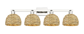 Woven Rattan - 4 Light - 35 inch - Polished Nickel - Bath Vanity Light (3442|716-4W-PN-RBD-8-NAT)