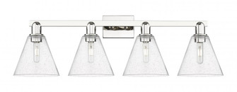 Berkshire Glass - 4 Light - 35 inch - Polished Nickel - Bath Vanity Light (3442|716-4W-PN-GBC-84)
