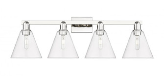 Berkshire Glass - 4 Light - 35 inch - Polished Nickel - Bath Vanity Light (3442|716-4W-PN-GBC-82)