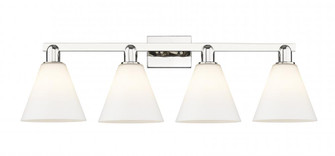 Berkshire Glass - 4 Light - 35 inch - Polished Nickel - Bath Vanity Light (3442|716-4W-PN-GBC-81)
