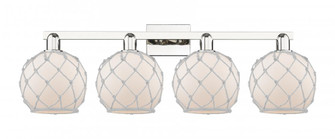 Farmhouse Rope - 4 Light - 35 inch - Polished Nickel - Bath Vanity Light (3442|716-4W-PN-G121-8RW)