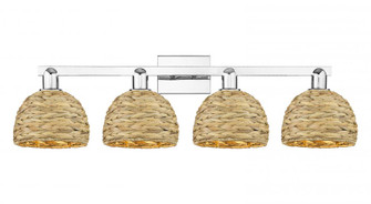 Woven Rattan - 4 Light - 35 inch - Polished Chrome - Bath Vanity Light (3442|716-4W-PC-RBD-8-NAT)