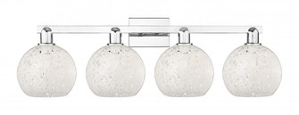 White Mouchette - 4 Light - 35 inch - Polished Chrome - Bath Vanity Light (3442|716-4W-PC-G1216-8WM)