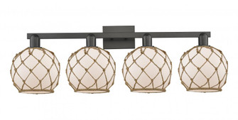 Farmhouse Rope - 4 Light - 35 inch - Matte Black - Bath Vanity Light (3442|716-4W-BK-G121-8RW)