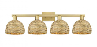 Woven Rattan - 4 Light - 35 inch - Brushed Brass - Bath Vanity Light (3442|716-4W-BB-RBD-8-NAT)