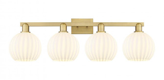 White Venetian - 4 Light - 35 inch - Brushed Brass - Bath Vanity Light (3442|716-4W-BB-G1217-8WV)
