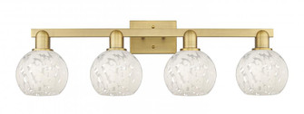 White Mouchette - 4 Light - 33 inch - Brushed Brass - Bath Vanity Light (3442|716-4W-BB-G1216-6WM)