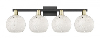 White Mouchette - 4 Light - 35 inch - Black Antique Brass - Bath Vanity Light (3442|716-4W-BAB-G1216-8WM)