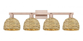 Woven Rattan - 4 Light - 35 inch - Antique Copper - Bath Vanity Light (3442|716-4W-AC-RBD-8-NAT)