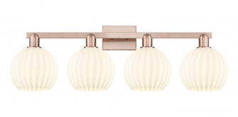 White Venetian - 4 Light - 35 inch - Antique Copper - Bath Vanity Light (3442|716-4W-AC-G1217-8WV)