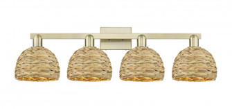 Woven Rattan - 4 Light - 35 inch - Antique Brass - Bath Vanity Light (3442|716-4W-AB-RBD-8-NAT)