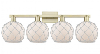 Farmhouse Rope - 4 Light - 35 inch - Antique Brass - Bath Vanity Light (3442|716-4W-AB-G121-8RW)